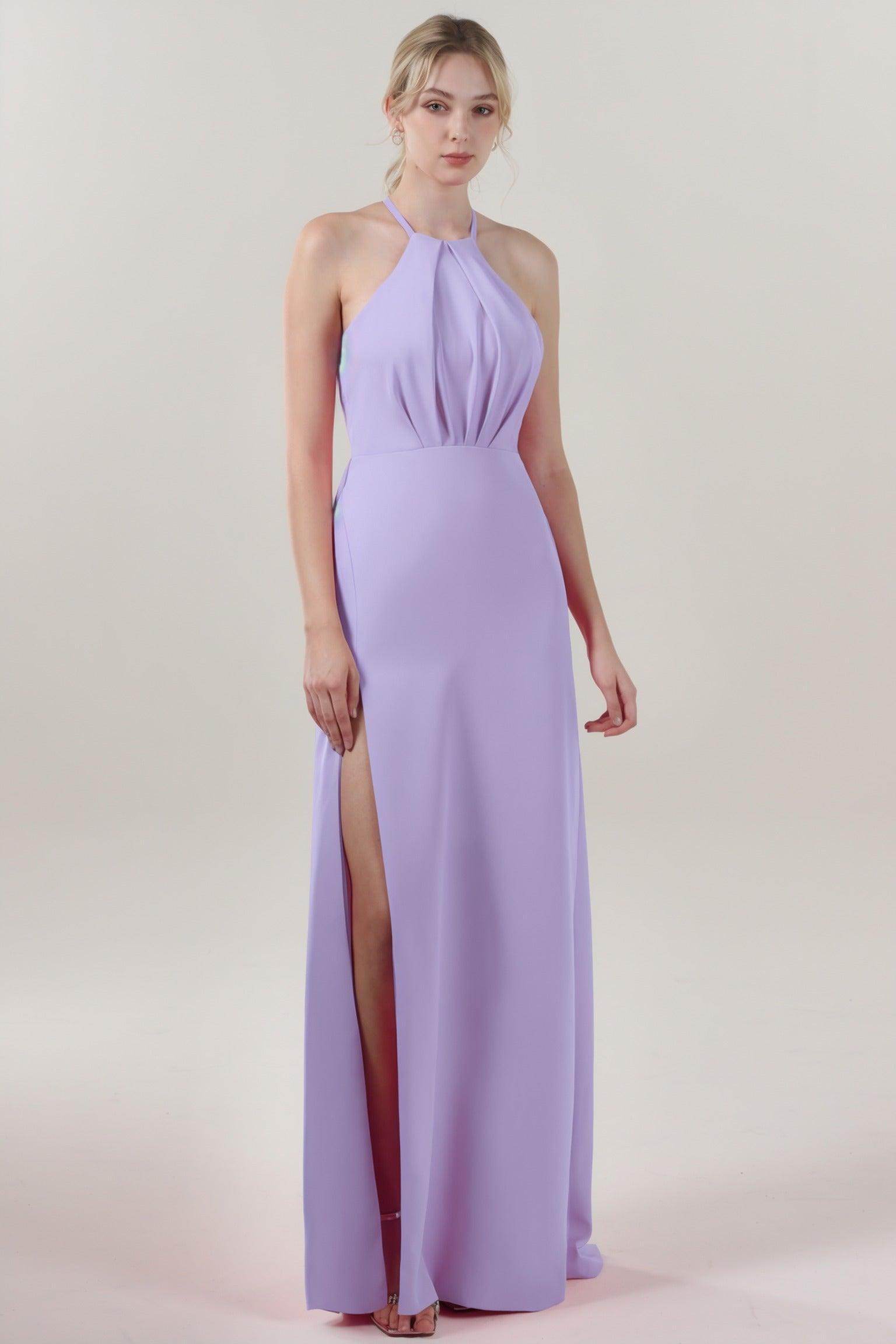 Sheath-Column Maxi Stretch Crepe Bridesmaid Dress CS0597BM - COCOMELODY